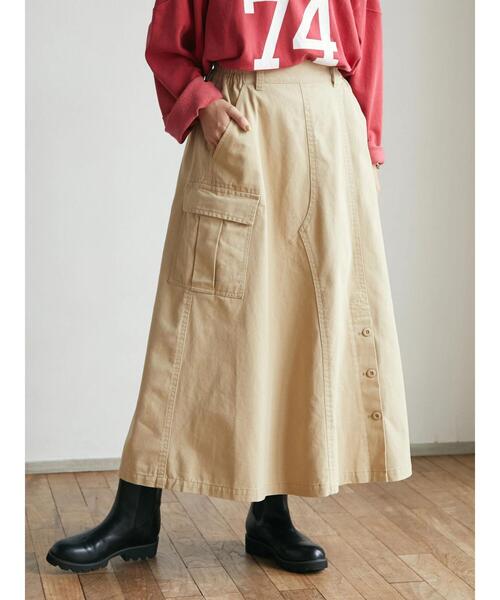 CRAFT STANDARD BOUTIQUE（クラフトスタンダードブティック）の「アシメワークスカート(カーゴスカート)　＊（スカート・レディース・ベージュ/カーキ・L/M）」の3枚目の写真