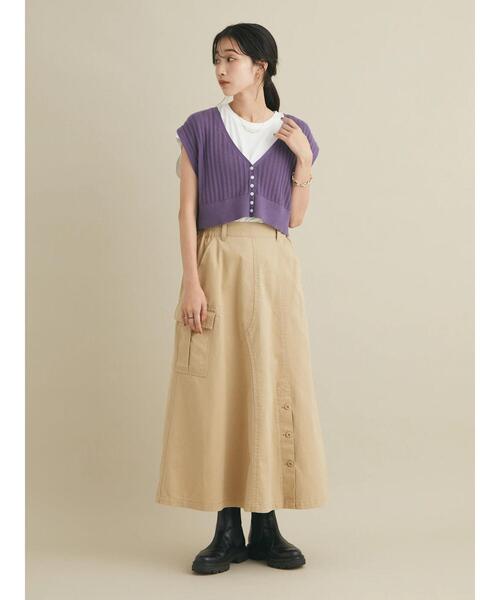 CRAFT STANDARD BOUTIQUE（クラフトスタンダードブティック）の「アシメワークスカート(カーゴスカート)　＊（スカート・レディース・ベージュ/カーキ・L/M）」の7枚目の写真