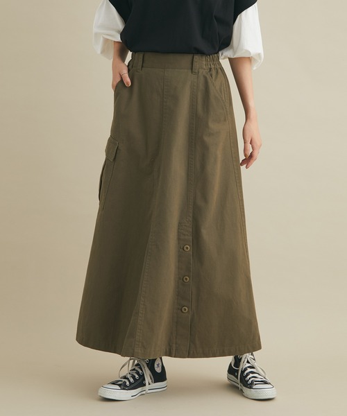 CRAFT STANDARD BOUTIQUE（クラフトスタンダードブティック）の「アシメワークスカート(カーゴスカート)　＊（スカート・レディース・ベージュ/カーキ・L/M）」の2枚目の写真