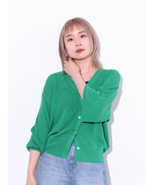 Ungrid（アングリッド）の「シアーボリュームニットカーデ（カーディガン/ボレロ・レディース・アイボリー/オレンジ/グリーン・FREE）」の3枚目の写真