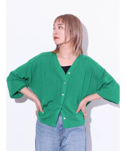 Ungrid（アングリッド）の「シアーボリュームニットカーデ（カーディガン/ボレロ・レディース・アイボリー/オレンジ/グリーン・FREE）」の7枚目の写真