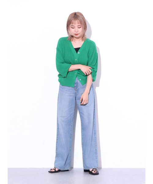 Ungrid（アングリッド）の「シアーボリュームニットカーデ（カーディガン/ボレロ・レディース・アイボリー/オレンジ/グリーン・FREE）」の8枚目の写真