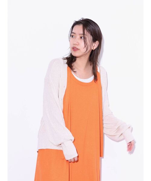 Ungrid（アングリッド）の「シアーボリュームニットカーデ（カーディガン/ボレロ・レディース・アイボリー/オレンジ/グリーン・FREE）」の12枚目の写真