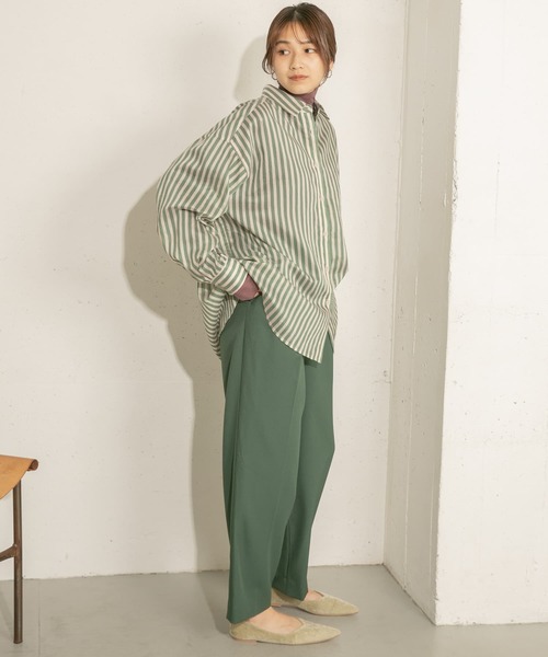 KBF（ケイビーエフ）の「ストライプシアーBIGシャツ（シャツ/ブラウス・レディース・ネイビー/ブラウン系その他/グリーン系その他/ブルー系その他・ONE）」の9枚目の写真