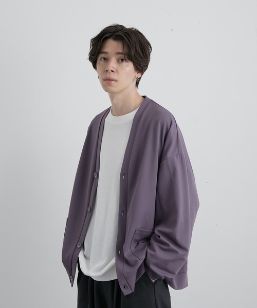JUNRED(ジュンレッド)の「ピアースキンルーズカーディガン(カーディガン/ボレロ・メンズ・チャコールグレー/パープル/グリーン・S/M/L)」の2枚目の写真