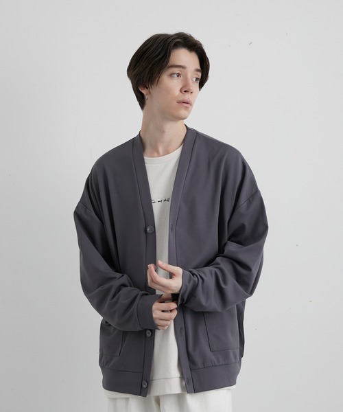 JUNRED(ジュンレッド)の「ピアースキンルーズカーディガン(カーディガン/ボレロ・メンズ・チャコールグレー/パープル/グリーン・S/M/L)」の5枚目の写真