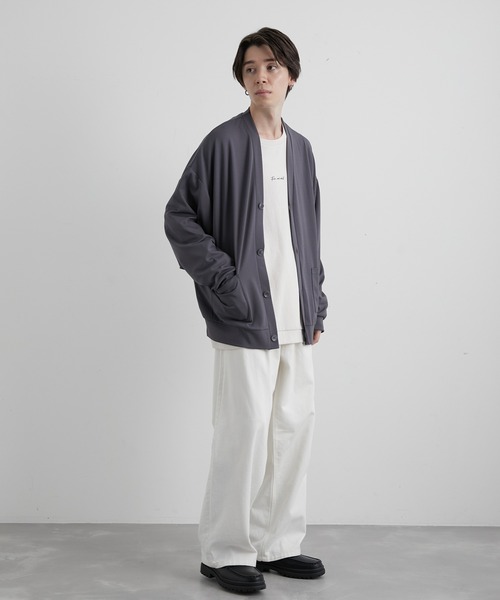 JUNRED(ジュンレッド)の「ピアースキンルーズカーディガン(カーディガン/ボレロ・メンズ・チャコールグレー/パープル/グリーン・S/M/L)」の13枚目の写真
