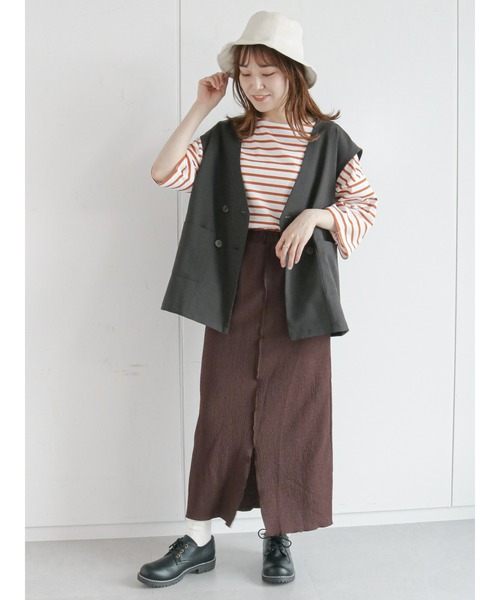 ehka sopo（エヘカソポ）の「ノーカラージレ(セットアップ可)（ベスト・レディース・ベージュ/ブラウン/チャコール・ﾌﾘ-）」の11枚目の写真