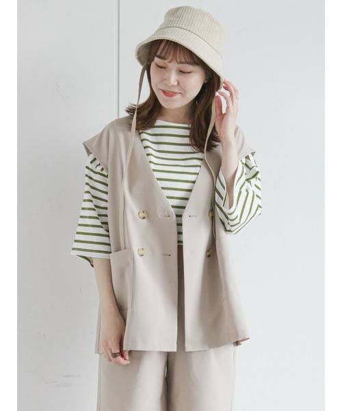 ehka sopo（エヘカソポ）の「ノーカラージレ(セットアップ可)（ベスト・レディース・ベージュ/ブラウン/チャコール・ﾌﾘ-）」の17枚目の写真