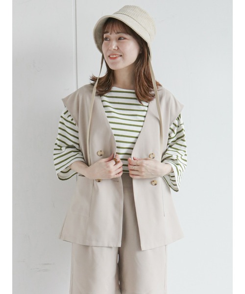 ehka sopo（エヘカソポ）の「ノーカラージレ(セットアップ可)（ベスト・レディース・ベージュ/ブラウン/チャコール・ﾌﾘ-）」の18枚目の写真