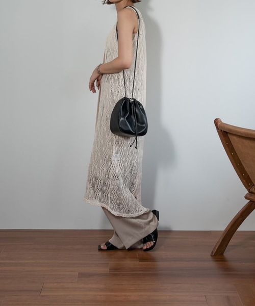 Amiur（エミレ）の「front tape lace knit ops（ワンピース・レディース・ブラウン/アイボリー・FREE）」の9枚目の写真