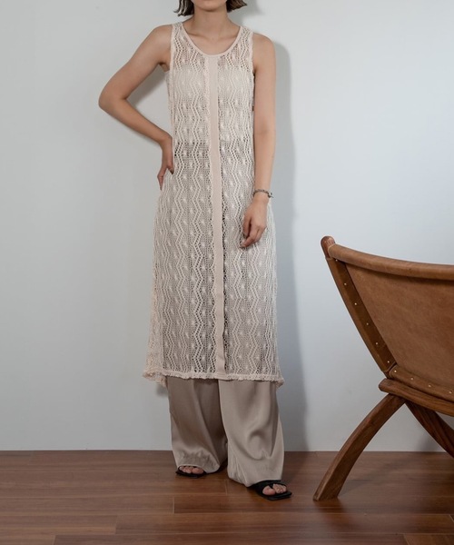 Amiur（エミレ）の「front tape lace knit ops（ワンピース・レディース・ブラウン/アイボリー・FREE）」の11枚目の写真