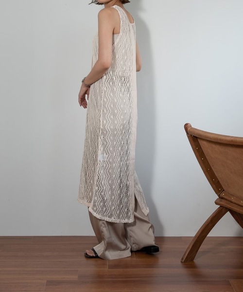 Amiur（エミレ）の「front tape lace knit ops（ワンピース・レディース・ブラウン/アイボリー・FREE）」の10枚目の写真