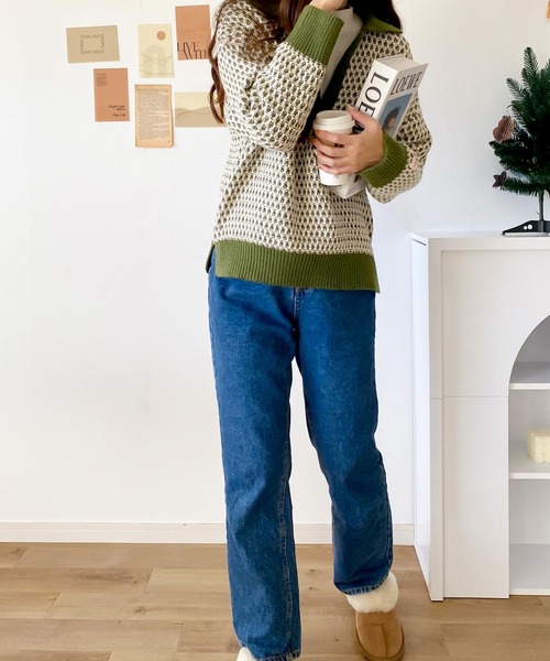 Java(ジャバ)の「《JaVaジャバ コラボ》レトロムードが止まらない。ジャガード配色スキッパーニットプルオーバー(ニット/セーター・レディース・ネイビー/オリーブ/モカ・SMALL/MEDIUM/LARGE/X-LARGE)」の20枚目の写真