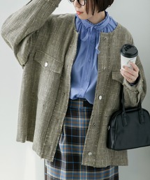 BONLECILL | ツイードフリンジノーカラージャケット(ノーカラージャケット)
