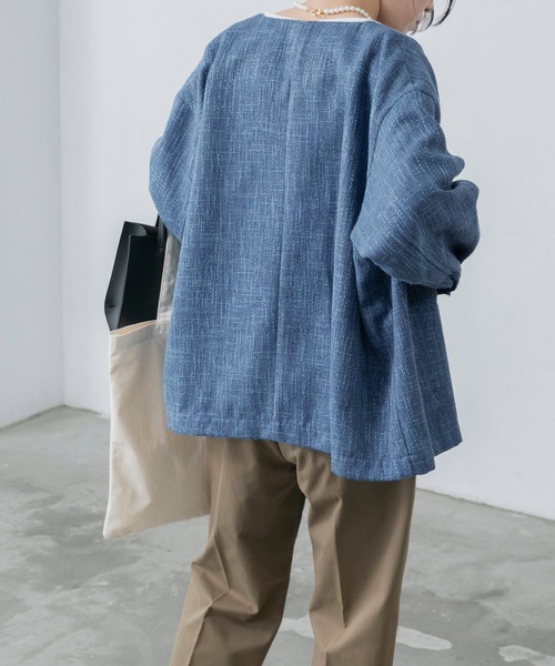 BONLECILL（ボンルシール）の「ツイードフリンジノーカラージャケット（ノーカラージャケット・レディース・ブラック/ベージュ/ネイビー/ピンク・FREE）」の21枚目の写真