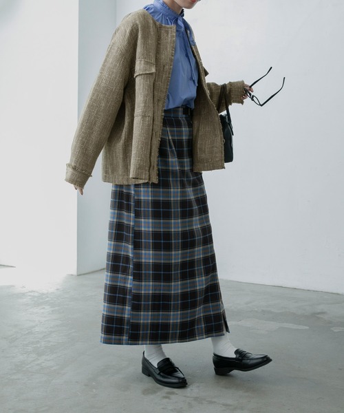 BONLECILL（ボンルシール）の「ツイードフリンジノーカラージャケット（ノーカラージャケット・レディース・ブラック/ベージュ/ネイビー/ピンク・FREE）」の13枚目の写真