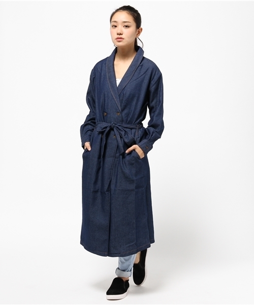 one after another NICE CLAUP(ワンアフターアナザーナイスクラップ)の「【mina4月号掲載 ナイスクラップ】ロングチェスターコート(チェスターコート・レディース・ネイビー/オフホワイト/ブルー・FREE)」の17枚目の写真