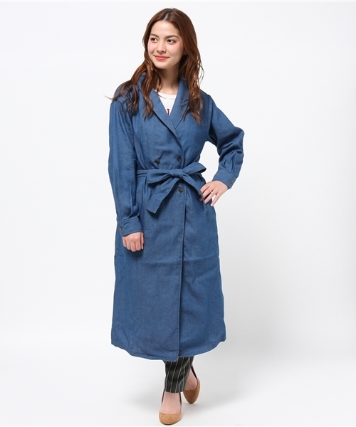 one after another NICE CLAUP(ワンアフターアナザーナイスクラップ)の「【mina4月号掲載 ナイスクラップ】ロングチェスターコート(チェスターコート・レディース・ネイビー/オフホワイト/ブルー・FREE)」の1枚目の写真