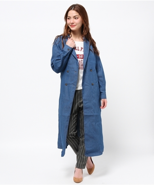 one after another NICE CLAUP(ワンアフターアナザーナイスクラップ)の「【mina4月号掲載 ナイスクラップ】ロングチェスターコート(チェスターコート・レディース・ネイビー/オフホワイト/ブルー・FREE)」の10枚目の写真
