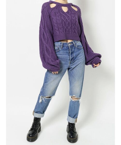 jouetie（ジュエティ）の「カットアウトケーブルショートニット