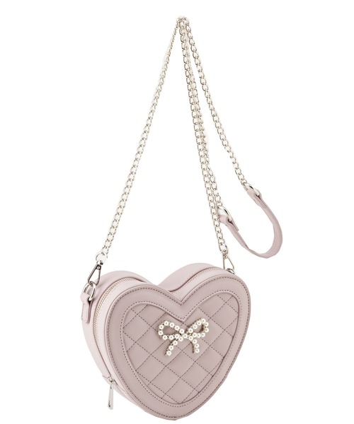 DearMyLove(ディアマイラブ)の「ハートパールリボンショルダーバッグ(ショルダーバッグ・レディース・ホワイト/ブラック/レッド/サックスブルー/イエロー/オレンジ/ミント/ラベンダー/ベビーピンク・FREE)」の6枚目の写真