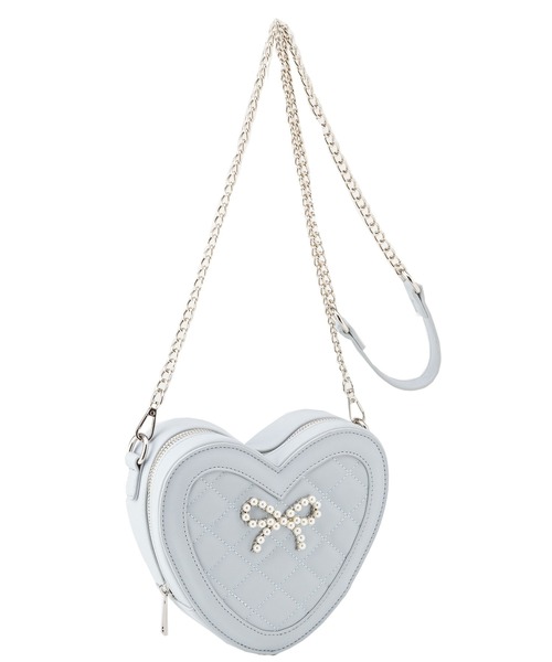 DearMyLove(ディアマイラブ)の「ハートパールリボンショルダーバッグ(ショルダーバッグ・レディース・ホワイト/ブラック/レッド/サックスブルー/イエロー/オレンジ/ミント/ラベンダー/ベビーピンク・FREE)」の5枚目の写真