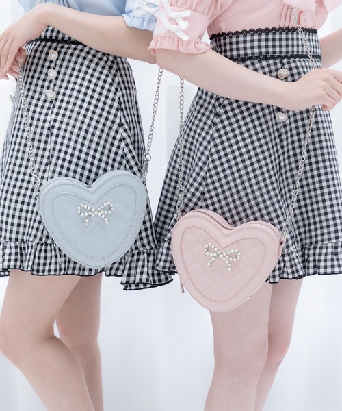 DearMyLove(ディアマイラブ)の「ハートパールリボンショルダーバッグ(ショルダーバッグ・レディース・ホワイト/ブラック/レッド/サックスブルー/イエロー/オレンジ/ミント/ラベンダー/ベビーピンク・FREE)」の10枚目の写真