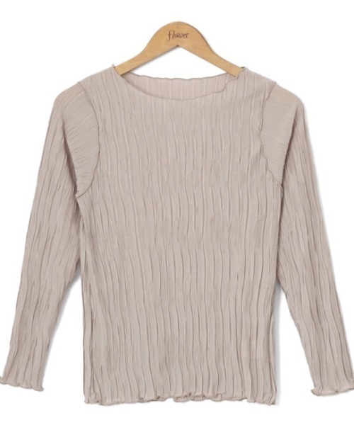 flower(フラワー)の「プリーツシアートップ(Tシャツ/カットソー・レディース・アイボリー/ベージュ/ブルー/ブラック・FREE)」の3枚目の写真