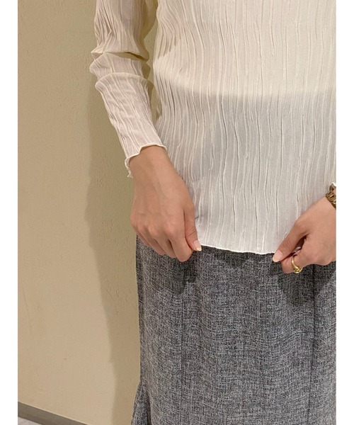 flower(フラワー)の「プリーツシアートップ(Tシャツ/カットソー・レディース・アイボリー/ベージュ/ブルー/ブラック・FREE)」の19枚目の写真