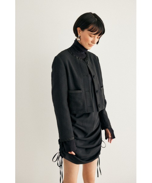 M_(エムアンダーバー)の「【M_】TWEED ジャケット(ノーカラージャケット・レディース・グレー/ブラック・2/1)」の3枚目の写真