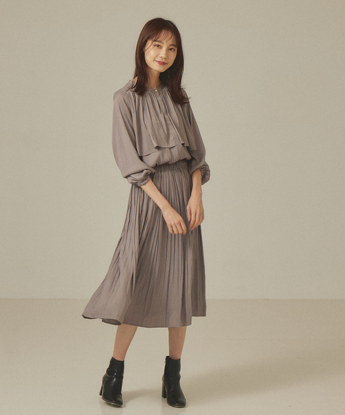 abahouse mavie（アバハウスマヴィ）の「ツイルシャンブレーミモレスカート（スカート・レディース・オレンジ系その他/ネイビー/グレイッシュベージュ/ブラック・フリー）」の10枚目の写真