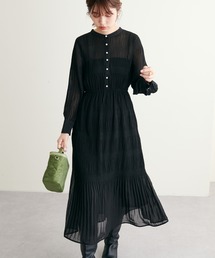 WEB限定カラー/2022AWアイテム/繊細なプリーツ使いが大人上品な1枚◎ マジョリカプリーツパール釦ワンピース
