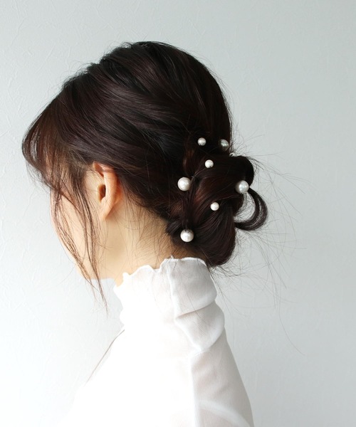 Three Four Time(スリーフォータイム)の「12・7mmセットUピン【結婚式/パーティー/フォーマル/デイリー】(ヘアピン・レディース・ホワイト・FREE)」の2枚目の写真