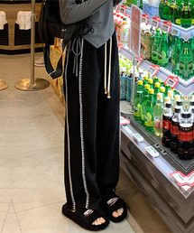 c.u.l | ステッチ風プリント ストレートジャージーパンツ culw286(その他パンツ)