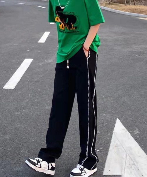 c.u.l（シーユーエル）の「ステッチ風プリント ストレートジャージーパンツ culw286（その他パンツ・レディース・ブラック・M/L）」の9枚目の写真