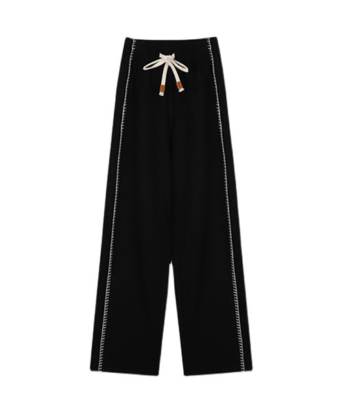 c.u.l（シーユーエル）の「ステッチ風プリント ストレートジャージーパンツ culw286（その他パンツ・レディース・ブラック・M/L）」の10枚目の写真