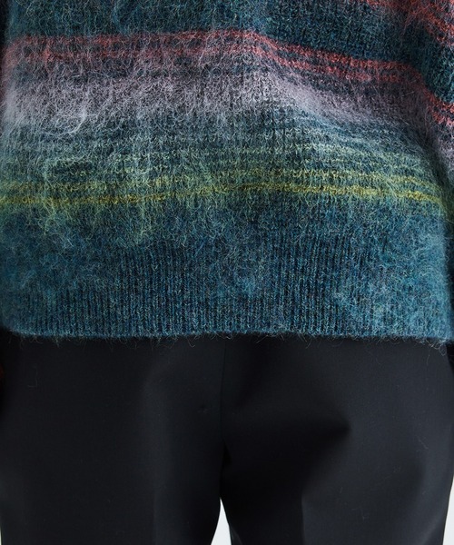 MUKAI(ムカイ)の「MOHAIR BORDER KNIT/モヘアボーダーニット(ニット/セーター・メンズ・ブルー/モカ/ブラック/グリーン・1/2)」の14枚目の写真