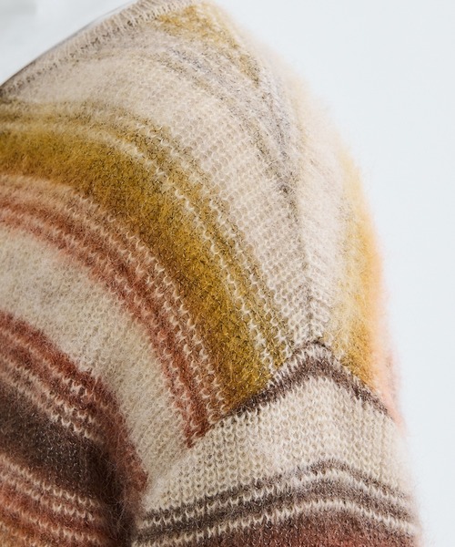 MUKAI(ムカイ)の「MOHAIR BORDER KNIT/モヘアボーダーニット(ニット/セーター・メンズ・ブルー/モカ/ブラック/グリーン・1/2)」の20枚目の写真