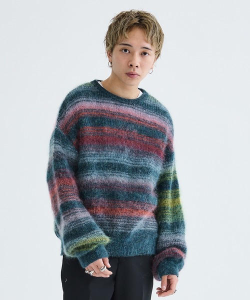 モヘア混ボーダーニット★美品★パーリーゲイツ ニット/セーター MOHAIR BORDER KNIT/モヘアボーダーニット