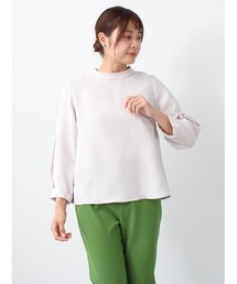 【M~5L 大きいサイズ】レース使い モックネック風 クラシカル ブラウス