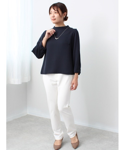 fleur by mint breeze(フルールバイミントブリーズ)の「【M~5L 大きいサイズ】レース使い モックネック風 クラシカル ブラウス(シャツ/ブラウス・レディース・ライトグレー/ピンク/ネイビー・M/L/LL/3L/4L/5L)」の15枚目の写真