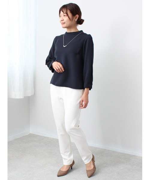 fleur by mint breeze(フルールバイミントブリーズ)の「【M~5L 大きいサイズ】レース使い モックネック風 クラシカル ブラウス(シャツ/ブラウス・レディース・ライトグレー/ピンク/ネイビー・M/L/LL/3L/4L/5L)」の13枚目の写真
