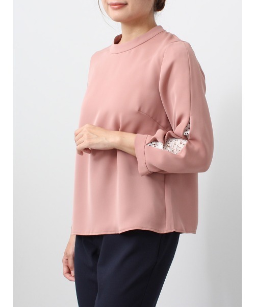 fleur by mint breeze(フルールバイミントブリーズ)の「【M~5L 大きいサイズ】レース使い モックネック風 クラシカル ブラウス(シャツ/ブラウス・レディース・ライトグレー/ピンク/ネイビー・M/L/LL/3L/4L/5L)」の20枚目の写真