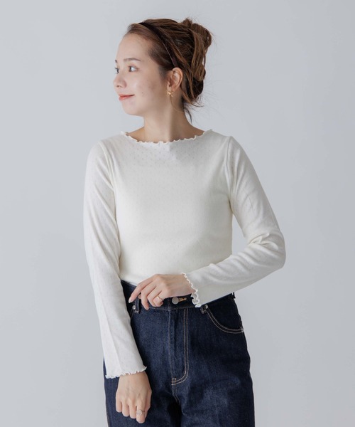 flower(フラワー)の「レースメロウトップ(Tシャツ/カットソー・レディース・ベージュ/ブルー/ホワイト・FREE)」の19枚目の写真