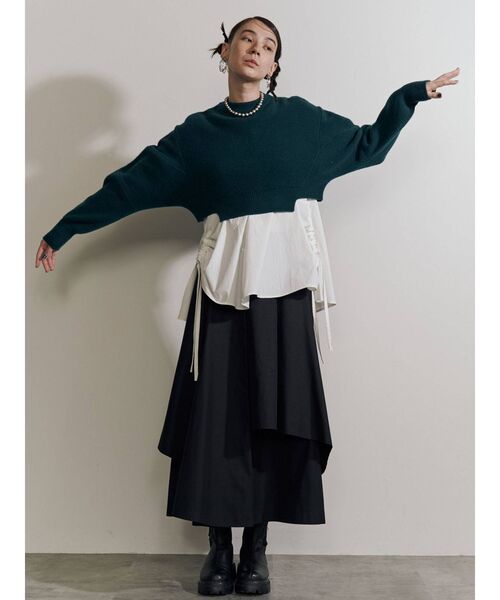 UN3D.（アンスリード）の「ドルマンショートニットトップ（ニット