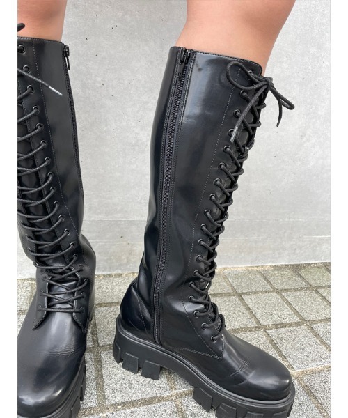 ENVYM（アンビー）の「ＬＡＣＥ ＵＰ ロングブーツ（ブーツ・レディース・ブラック・23.5㎝/22.5㎝/24.5㎝）」の6枚目の写真