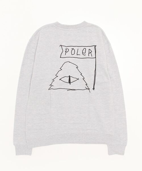 POLeR(ポーラー)の「【Web限定】POLeR/ポーラー バックプリント クルーネックスウェット/トレーナー 223APM2503(スウェット・メンズ・ヘザーグレー/ヘザーチャコール・XL/M/L)」の3枚目の写真
