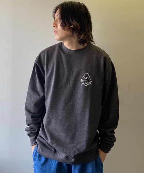 POLeR(ポーラー)の「【Web限定】POLeR/ポーラー バックプリント クルーネックスウェット/トレーナー 223APM2503(スウェット・メンズ・ヘザーグレー/ヘザーチャコール・XL/M/L)」の6枚目の写真