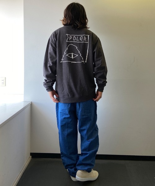 POLeR(ポーラー)の「【Web限定】POLeR/ポーラー バックプリント クルーネックスウェット/トレーナー 223APM2503(スウェット・メンズ・ヘザーグレー/ヘザーチャコール・XL/M/L)」の12枚目の写真